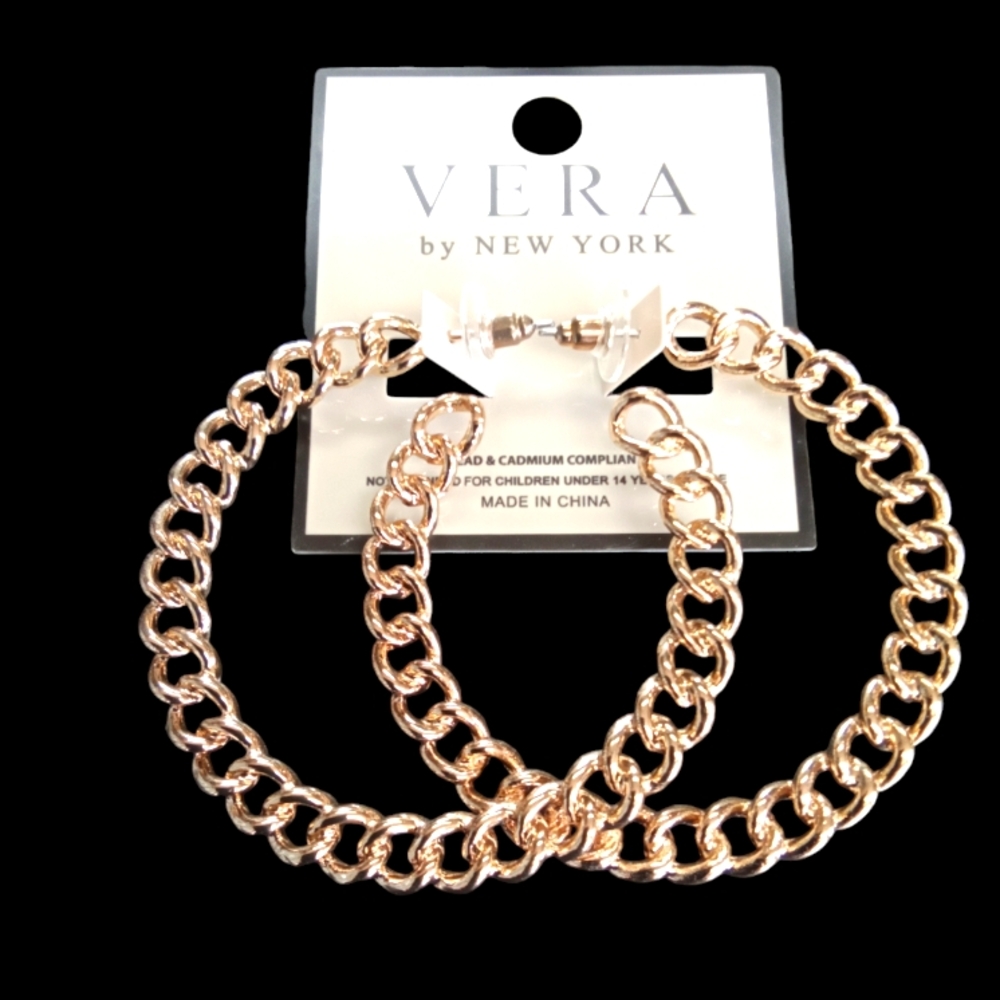 Gold-Tone Chunky Chain Hoop Earrings